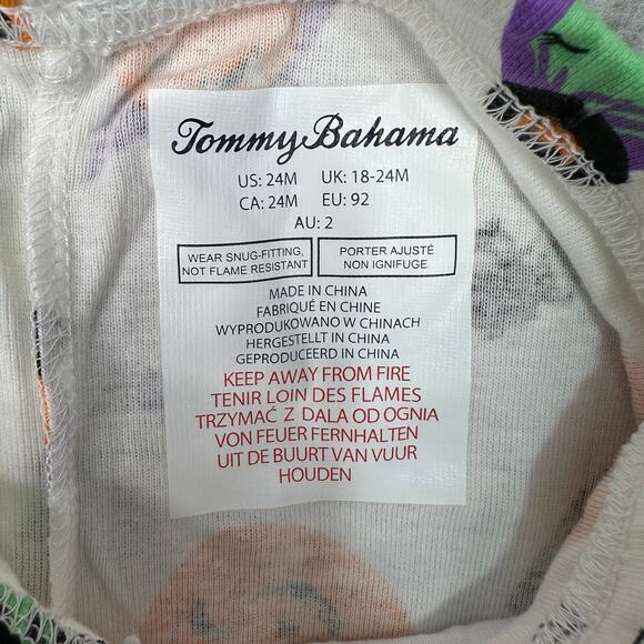 Tommy Bahama 2-Piece Halloween Pajama Set Kids 24M White Ghost Pumpkin Print 2T - Picture 7 of 7